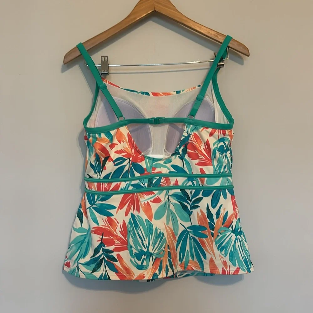 L.L. Bean Floral Tankini Top Sz 12 EUC